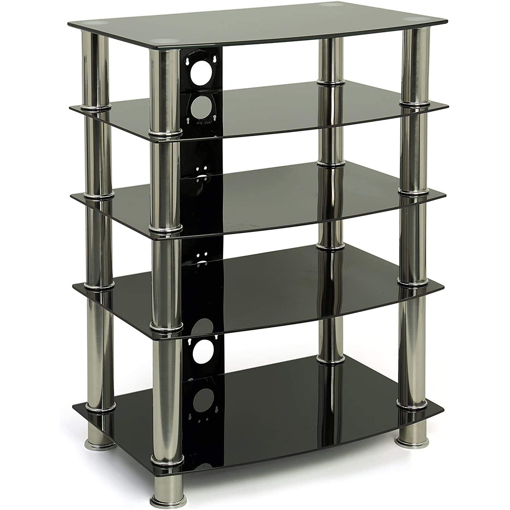 Centurion Supports Galago 5 Shelf Black and Silver Multimedia Unit Image 4