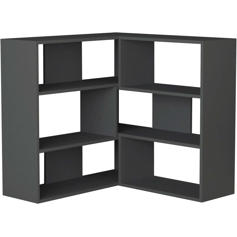 Decortie Molly 6 Shelf Anthracite Modern Interlock Corner Bookcase Image 2