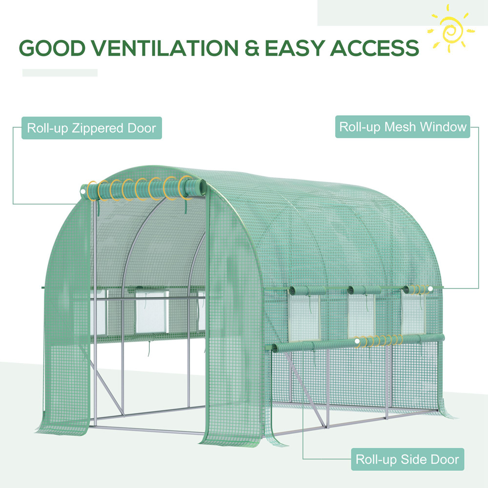 Outsunny Green 9.5 x 6.5ft Polytunnel Greenhouse Image 4