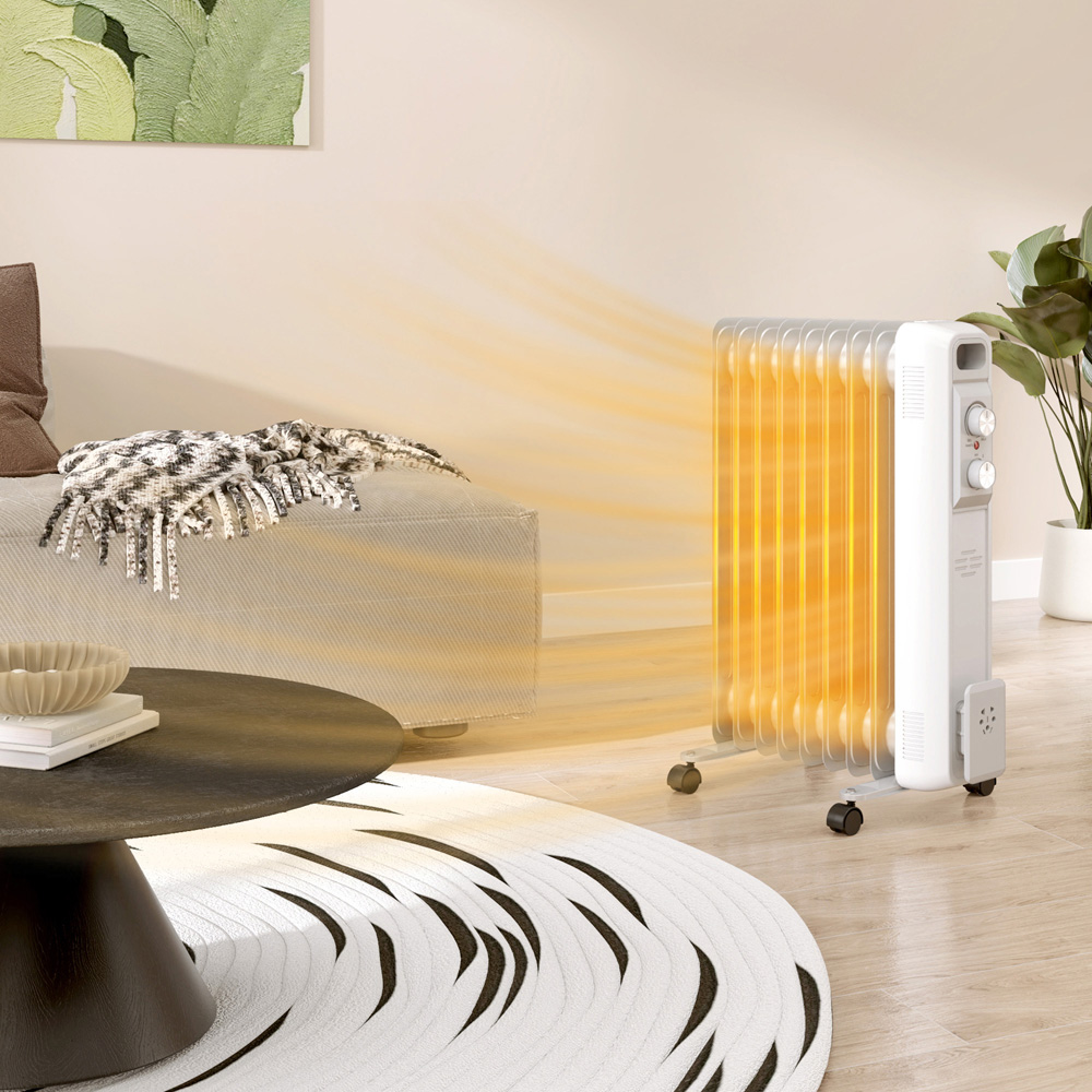 HOMCOM 9 Fin White Oil Filled Heater Radiator 1500W Image 2