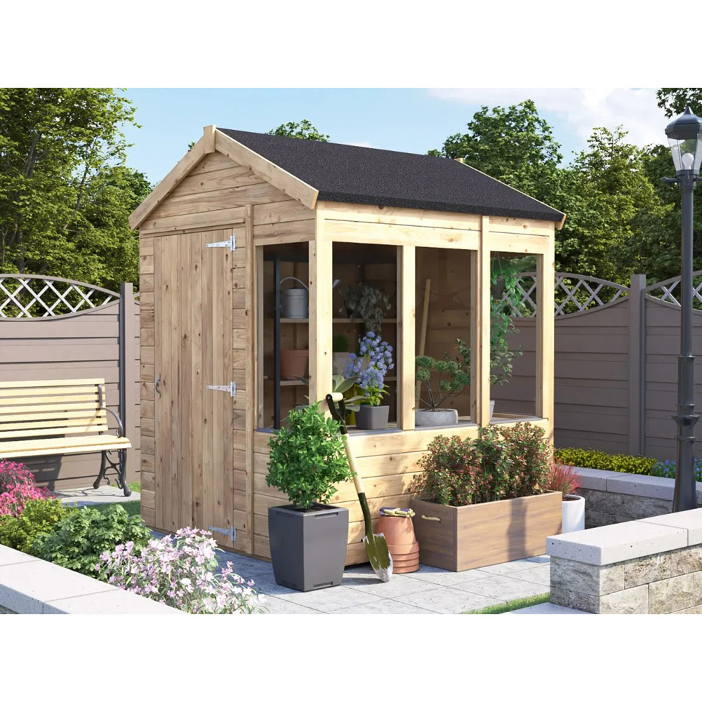 Dunster House Overlord 6 x 6ft Modular Brown Superfelt Apex Potting Shed Image 2