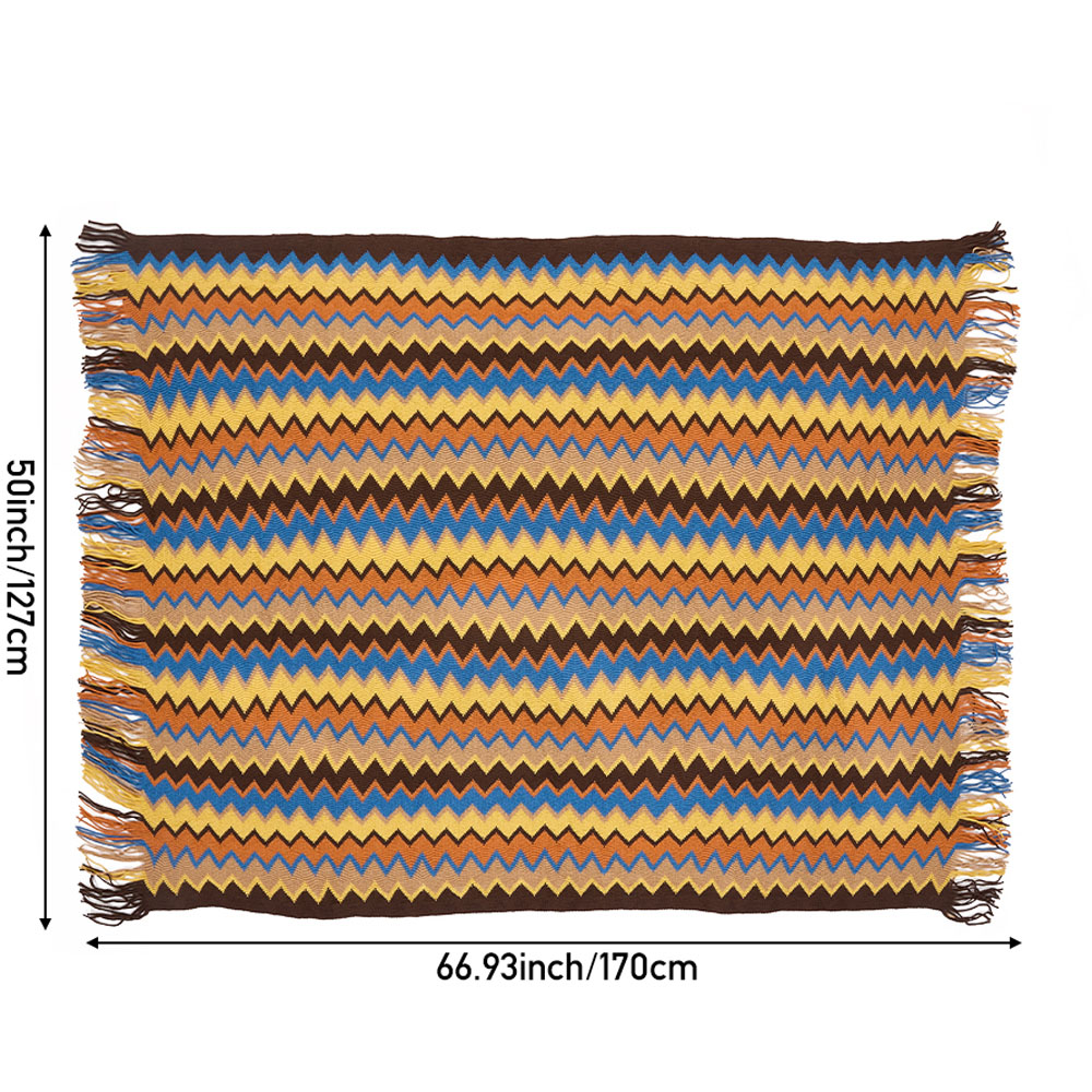 Living and Home Bohemian Brown Wave Sofa Throw Blanket with Tassels 170 x 127cm Image 8