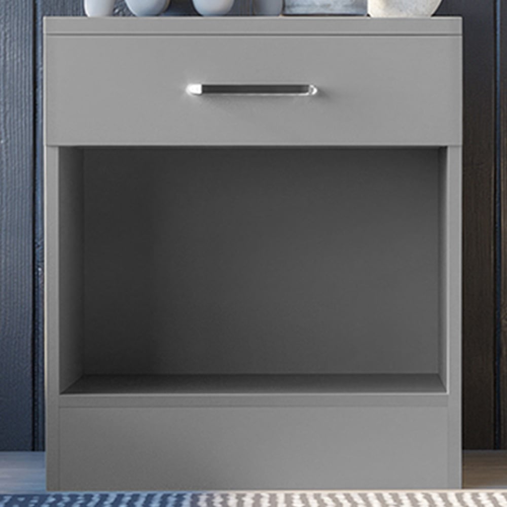 Seconique Dakota Single Drawer Light Grey Bedside Table Image 1