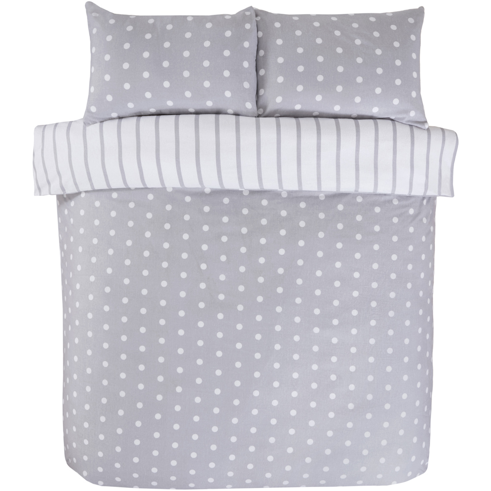 Rapport Home So Soft Spots and Stripes Double Grey Brushed Microfibre Duvet Set Image 2