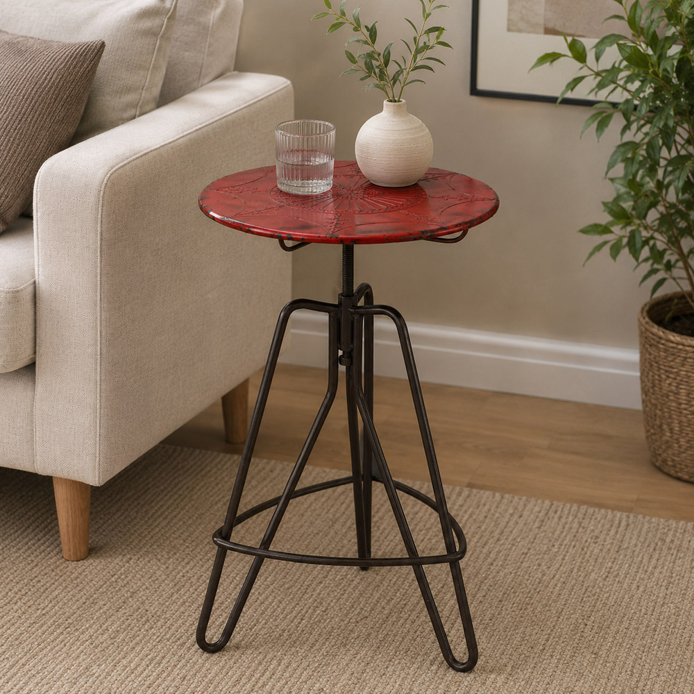 Premier Housewares Artisan Red Metal Bar Table Image 3