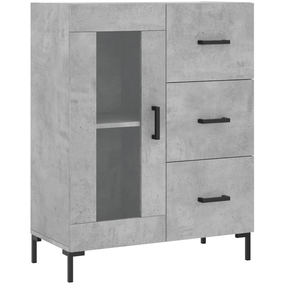 vidaXL 3 Wood and Glass Door 3 Drawer Concrete Grey Highboard Image 7