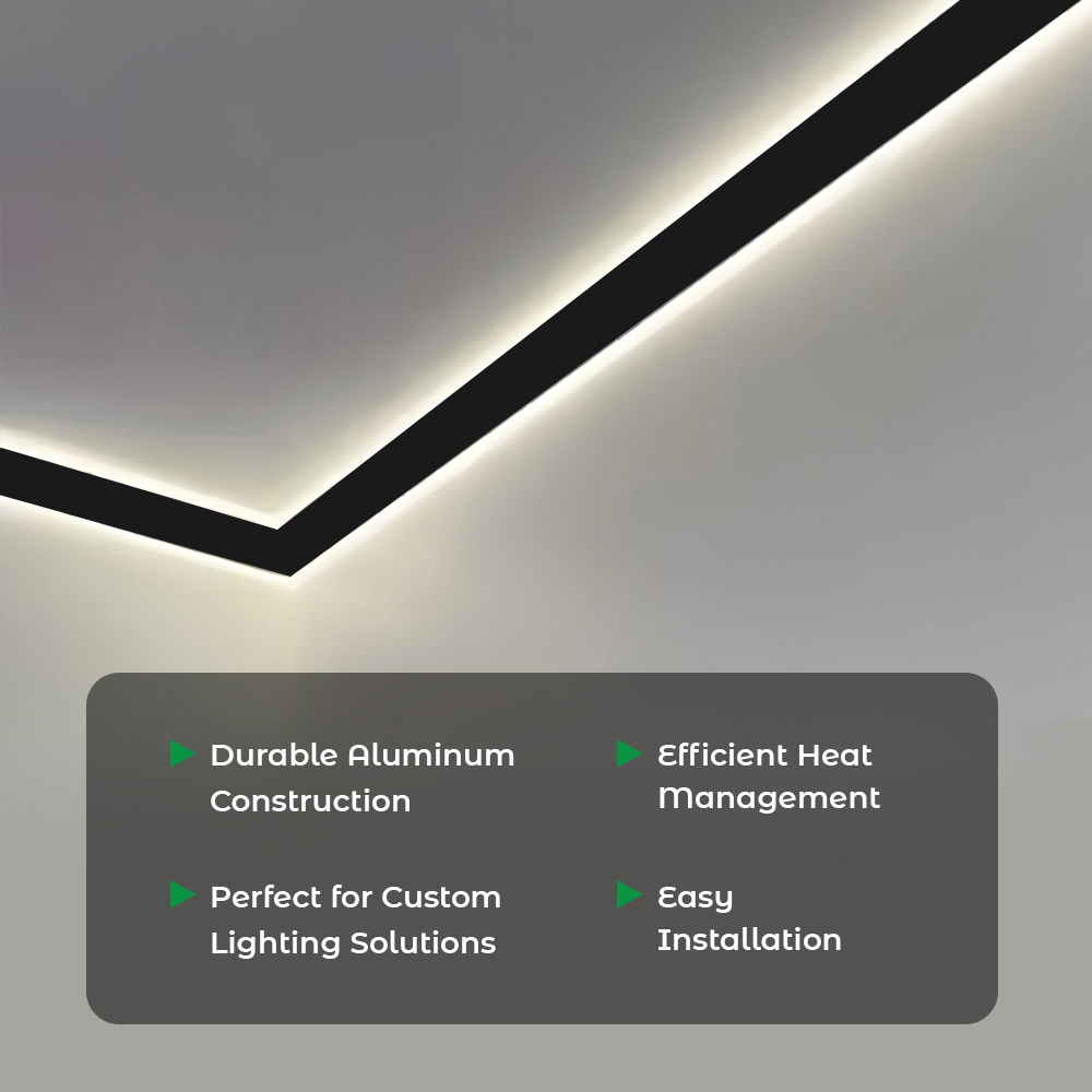 ENER-J Black Corner Aluminium Profile Gypsum LED Cove Light 1m 2 Pack Image 6