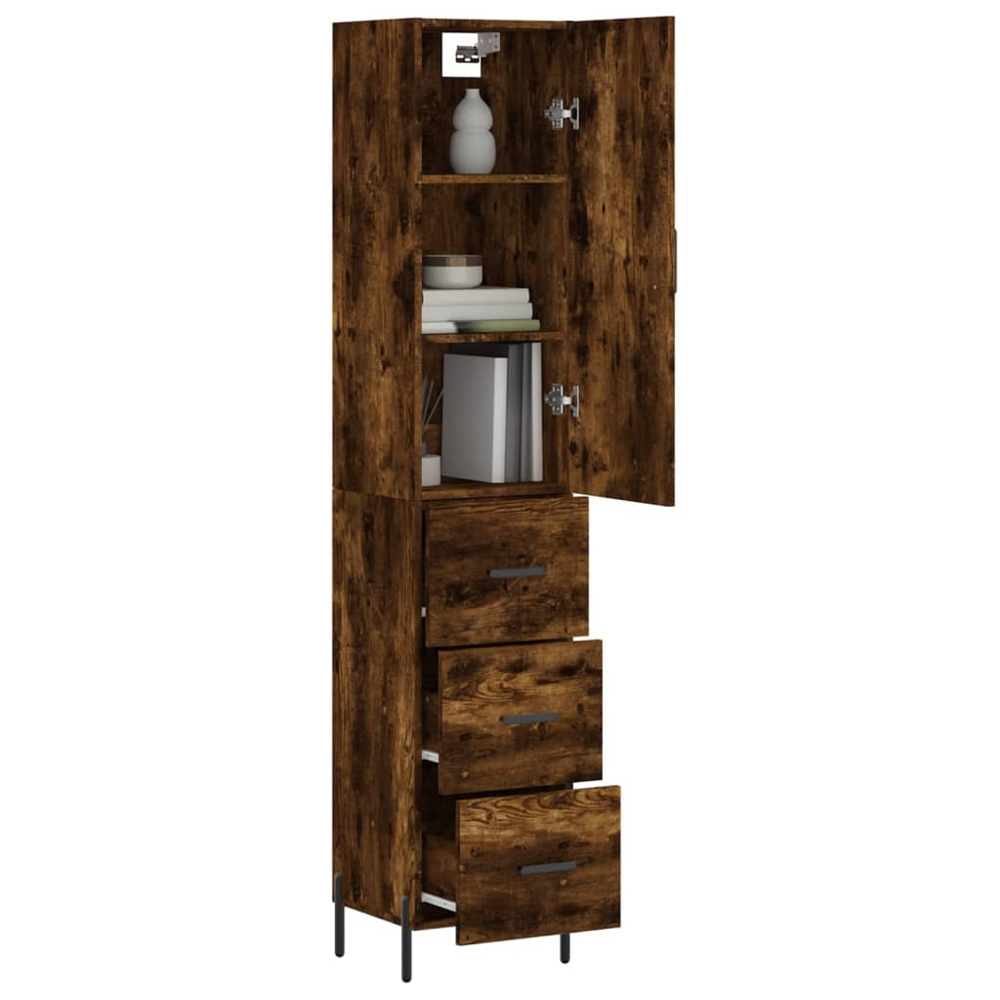 vidaXL Single Door 3 Drawer Smoked Oak Highboard Image 3