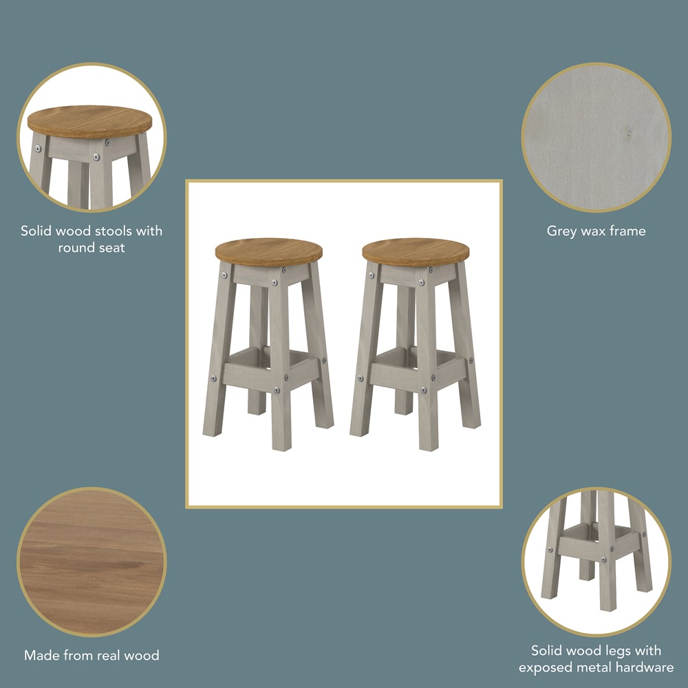 Core Products Corona Grey Low Breakfast Stool Set of 2 Image 3