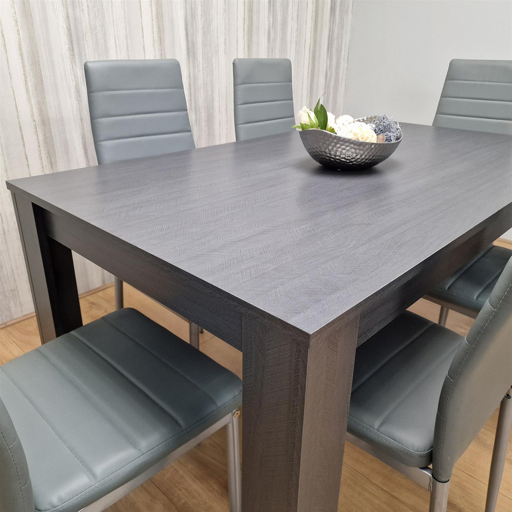 Kosy Koala 6 Seater Faux Leather Arrow Design Dining Set Grey Image 5