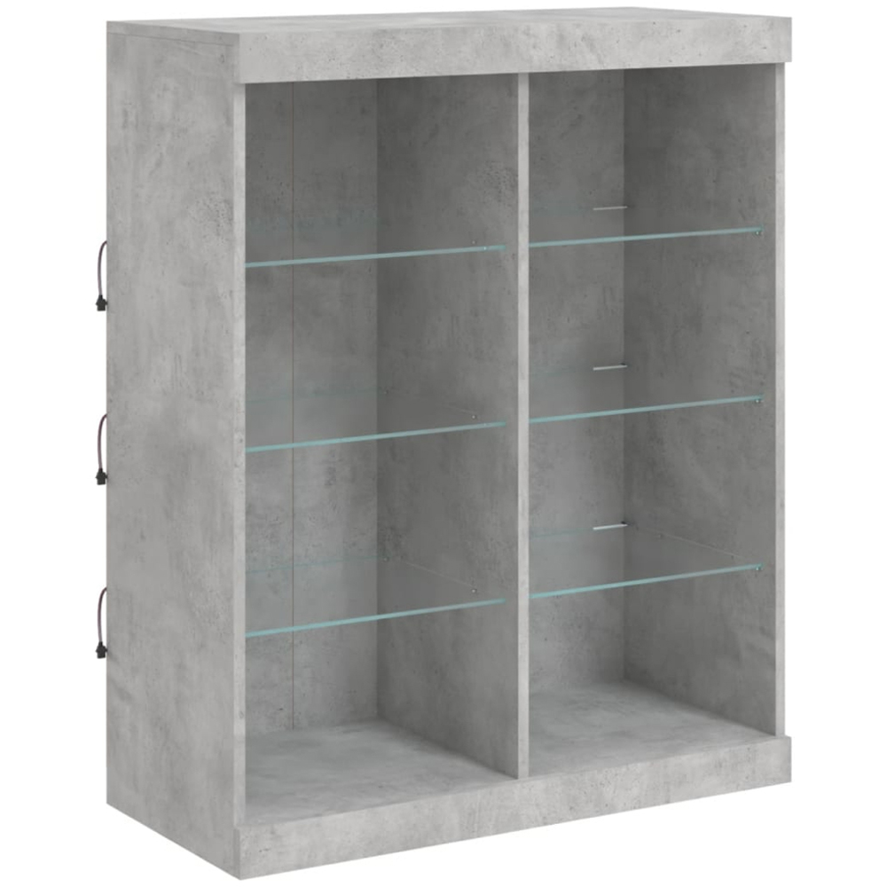 vidaXL 2 Door 12 Shelf Concrete Grey Wooden Sideboard with LED Lights 3 Piece Image 5