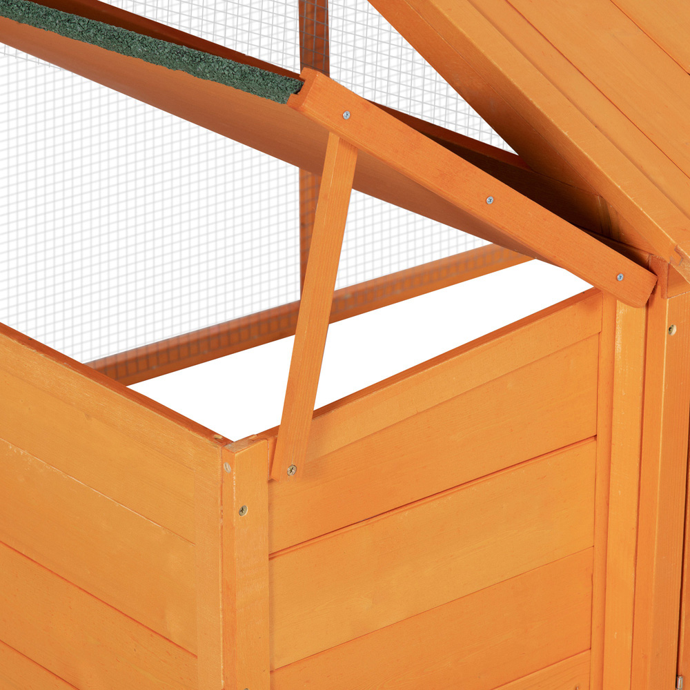 PawHut Wooden Chicken Run with Openable Roof Image 4