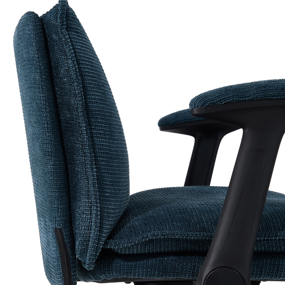Living and Home Navy Blue Height Adjustable Chenille Upholstered Office Chair Image 7