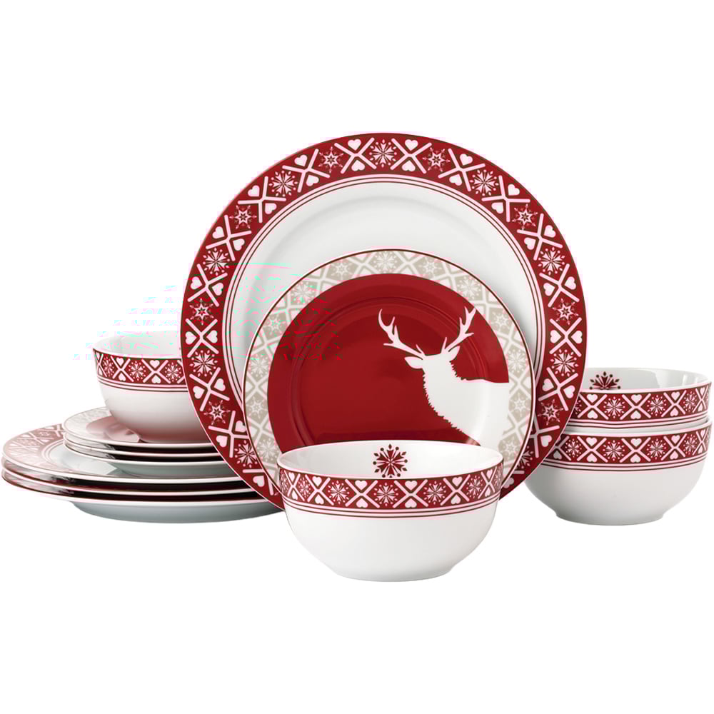 Waterside Nordic Reindeer 12 Piece Dinner Set Image 1