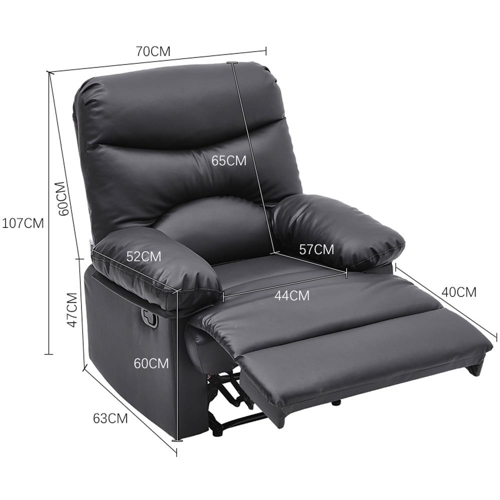 Living and Home Black Faux Leather Recliner with Side Control Switch Image 9