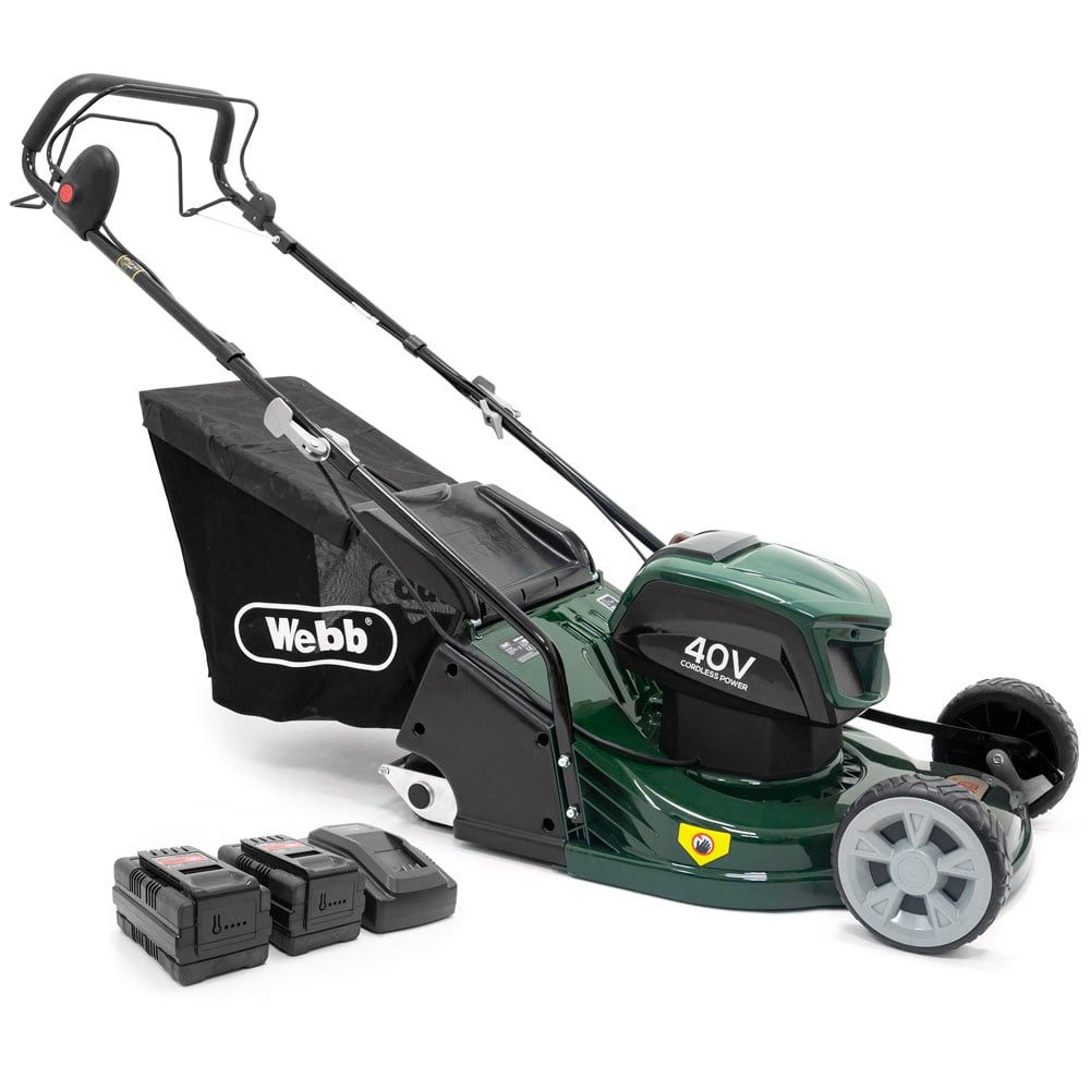 Webb 43cm 40V Self Propelled Cordless Petrol Rear Roller Rotary Lawn Mower Image 1