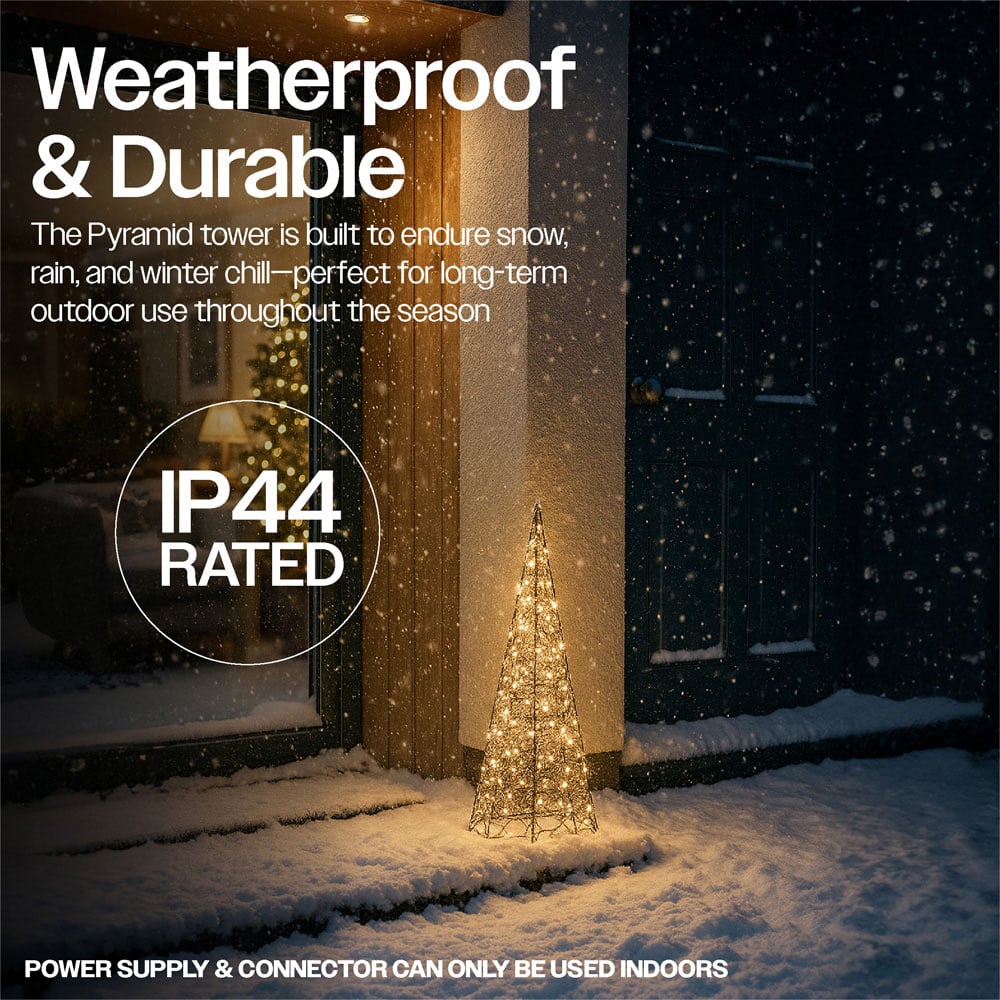 Xmas Haus Black 300 Warm White Micro LED Pyramid Shaped Light Tower 2ft Image 4