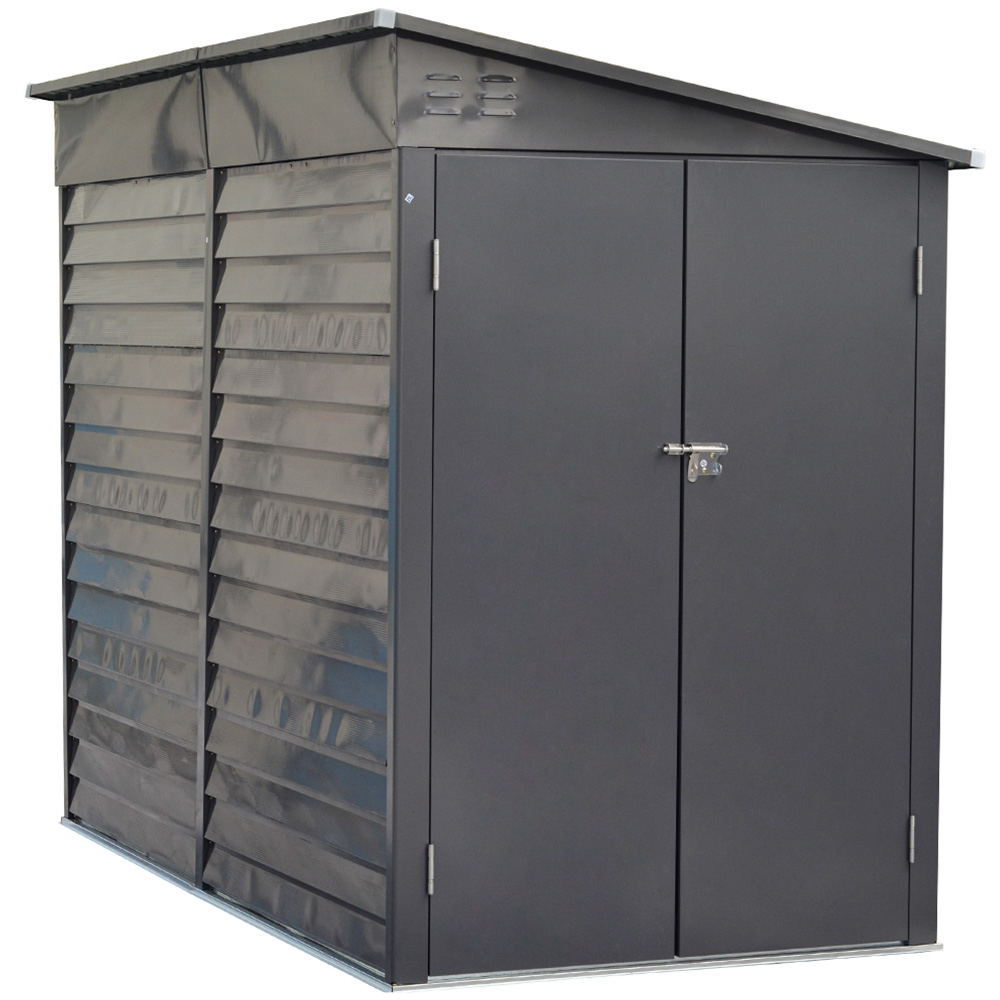 H&O Direct 8.9 x 4.7ft Grey Lean To Metal Pent Garden Shed Image 1