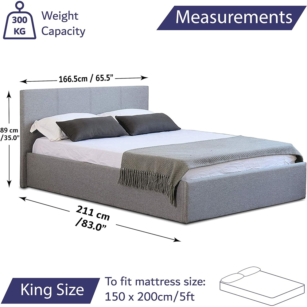 Home Treats King Size Grey Ottoman Bed Image 7