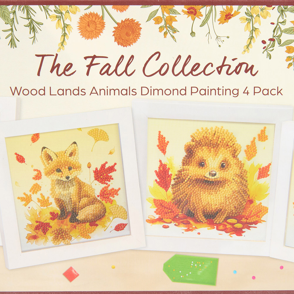 Pack of 4 Woodland Animals Framed Crystal Kits Image 2
