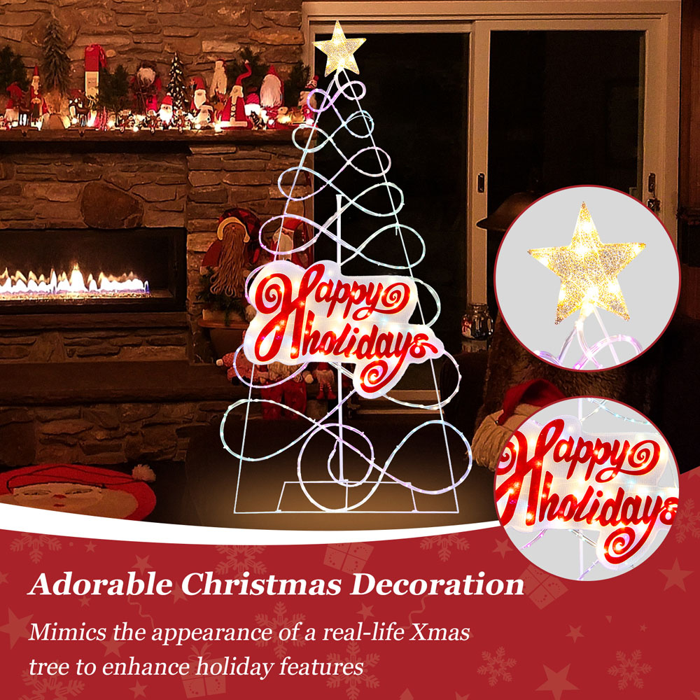 Costway 216 Warm LED Colour Changing Pre-Lit Artificial Christmas Tree 5ft Image 8