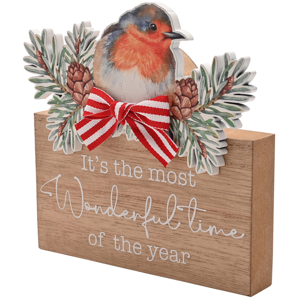 The Seasonal Gift Co. Robin Most Wonderful Time Mantle Plaque Image 2