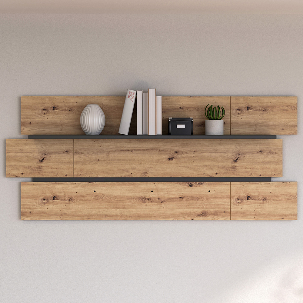 Florence Klara Oak and Grey Wall Shelf Image 1