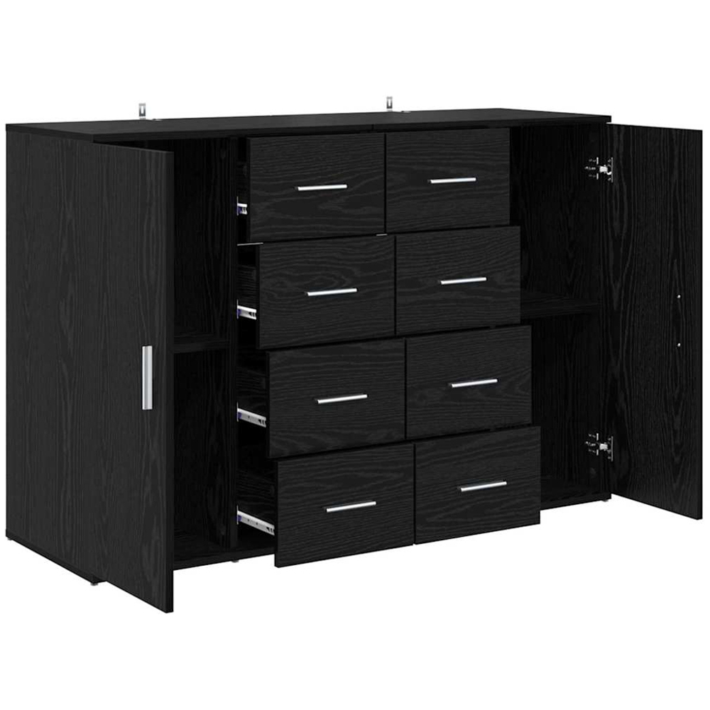 vidaXL Corona Single Door 4 Drawer Black Oak Sideboard Set of 2 Image 6