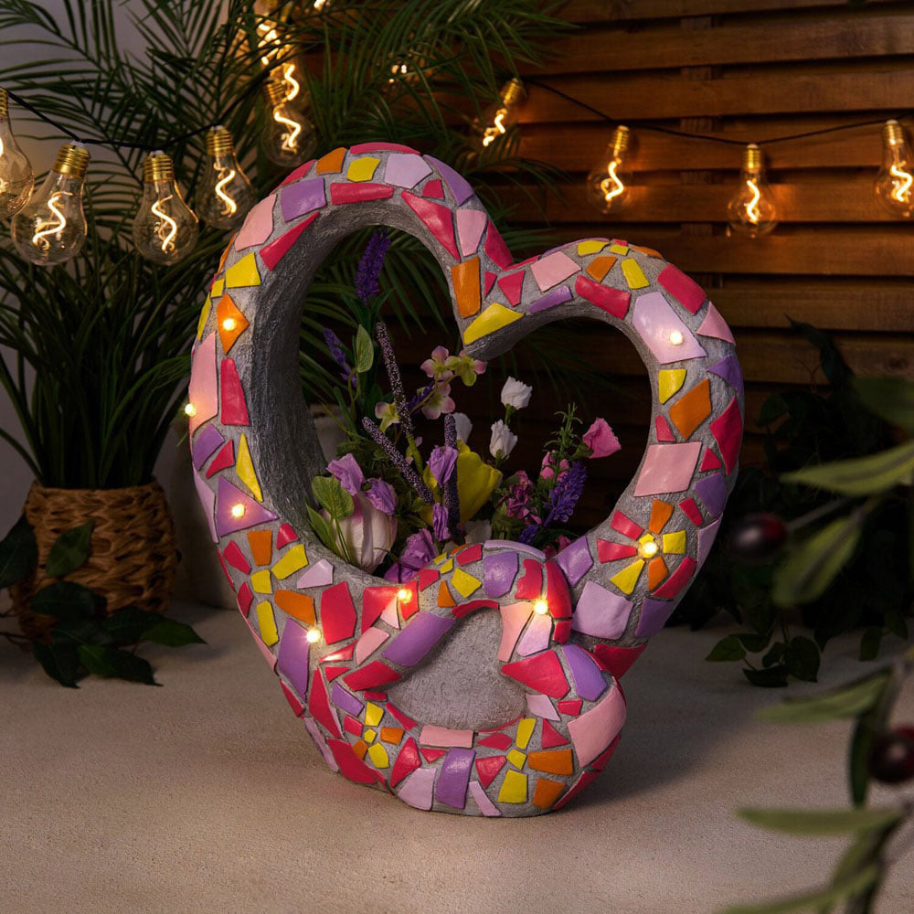 Solar Mosaic Heart Planter Image 6
