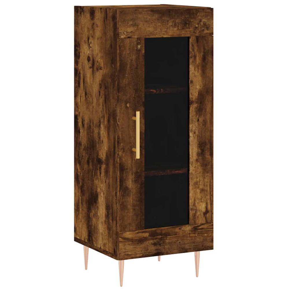 vidaXL Single Glass Door 3 Shelf Smoked Oak Sideboard Image 2