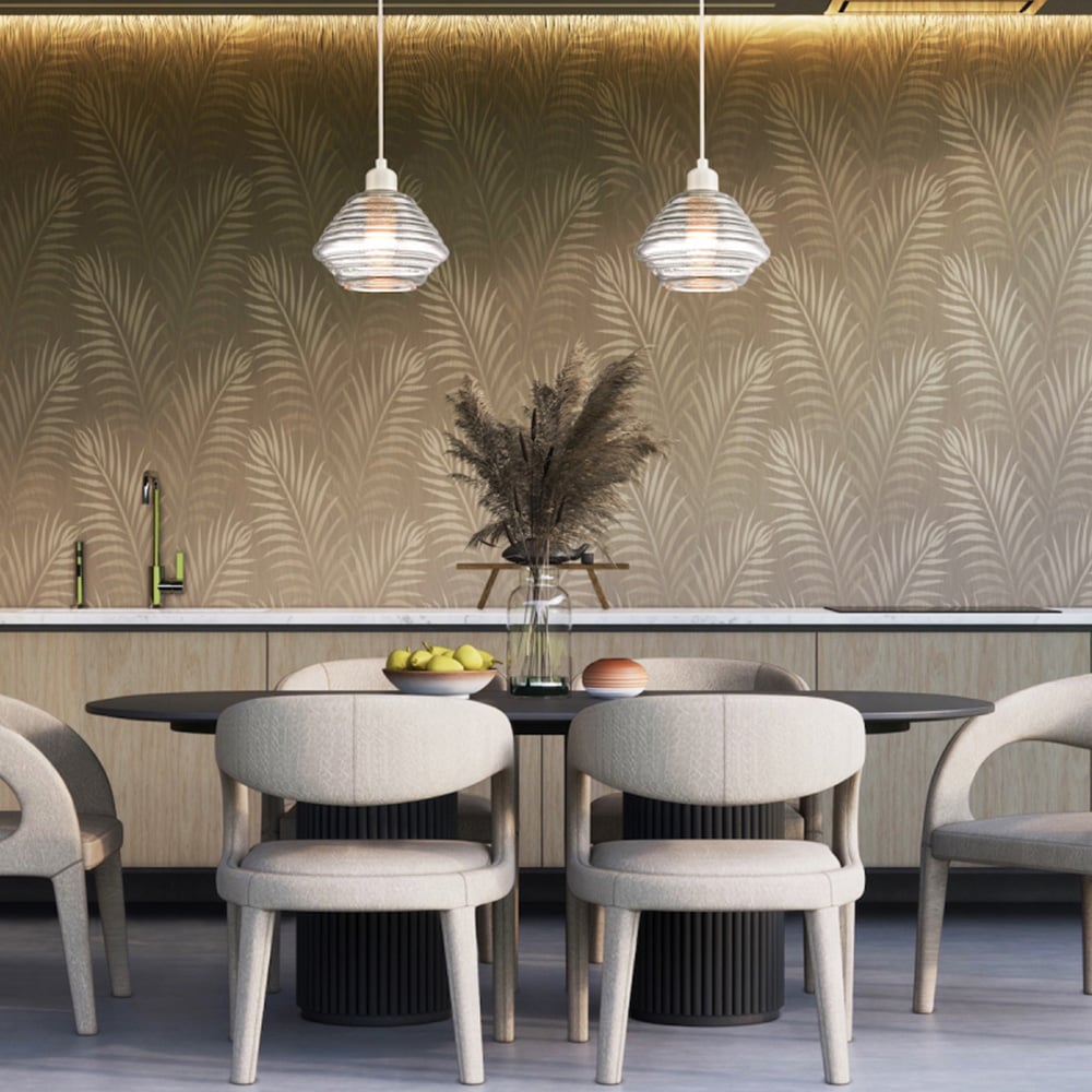 Happy Homewares Design Ribbed Clear Glass Pendant Shade Image 2