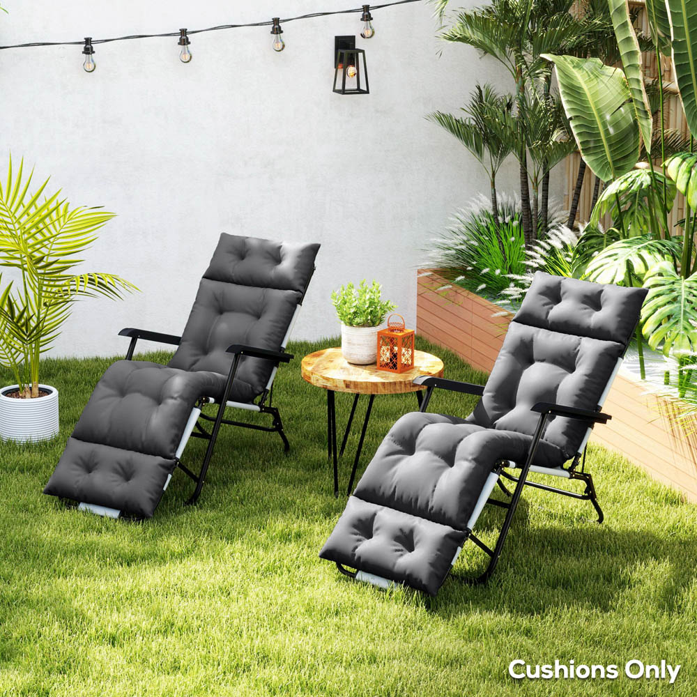 Outsunny Dark Grey Sun Lounger Cushion 2 Pack 190 x 56cm Image 2