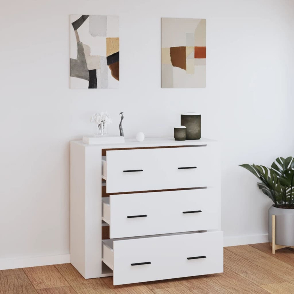 vidaXL 3 Drawer White Sideboard Image 8