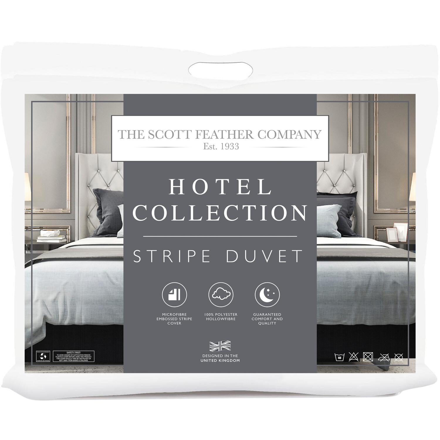 The Scott Feather Company Hotel Collection Double White Stripe Duvet 10.5 Tog Image