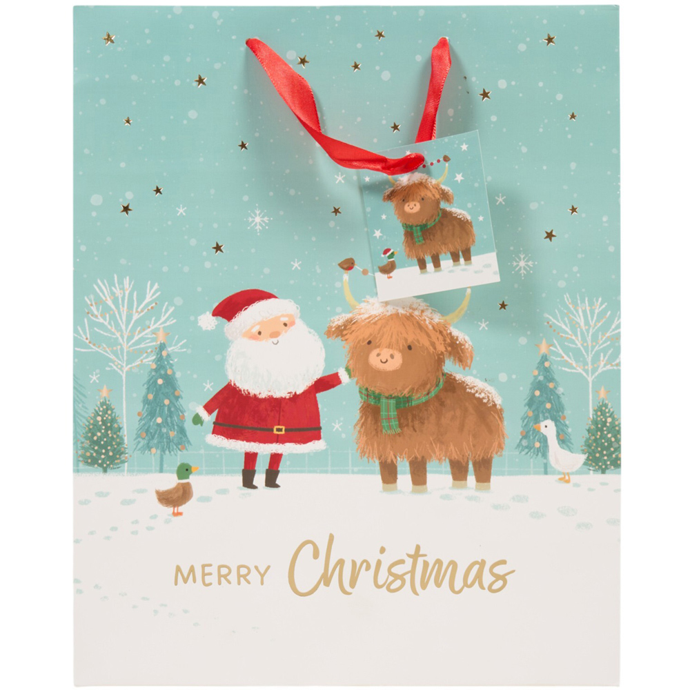 Large Santa Highland Cow Gift Bag Image 4