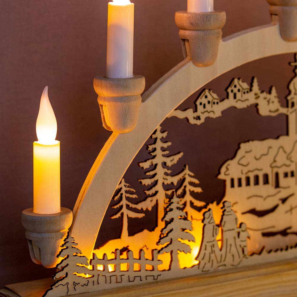 The Christmas Workshop LED Wooden Candle Bridge Decoration Image 5