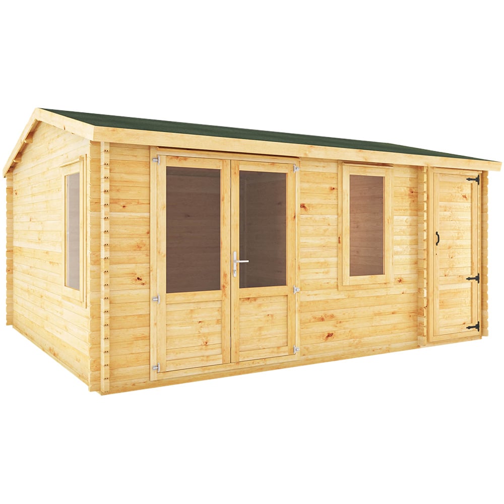 Mercia 16.7 x 13.1ft Home Office Log Cabin with Side Shed Image 1