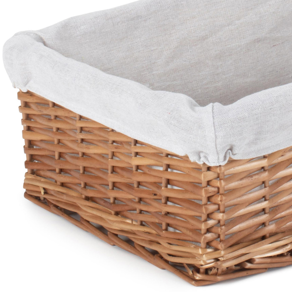 Red Hamper Small Double Steamed Wicker Storage Basket with White Lining Image 2