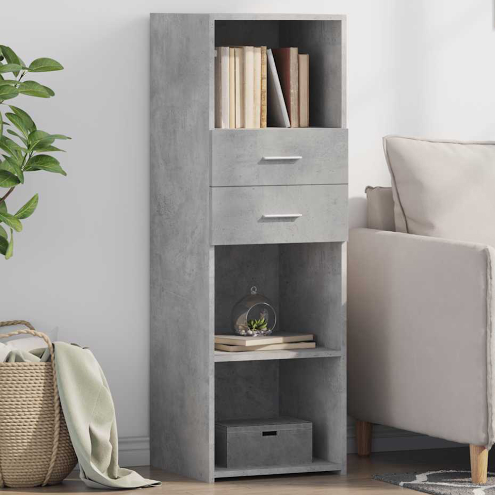 vidaXL 2 Drawer 3 Shelf Concrete Grey Highboard Image 1