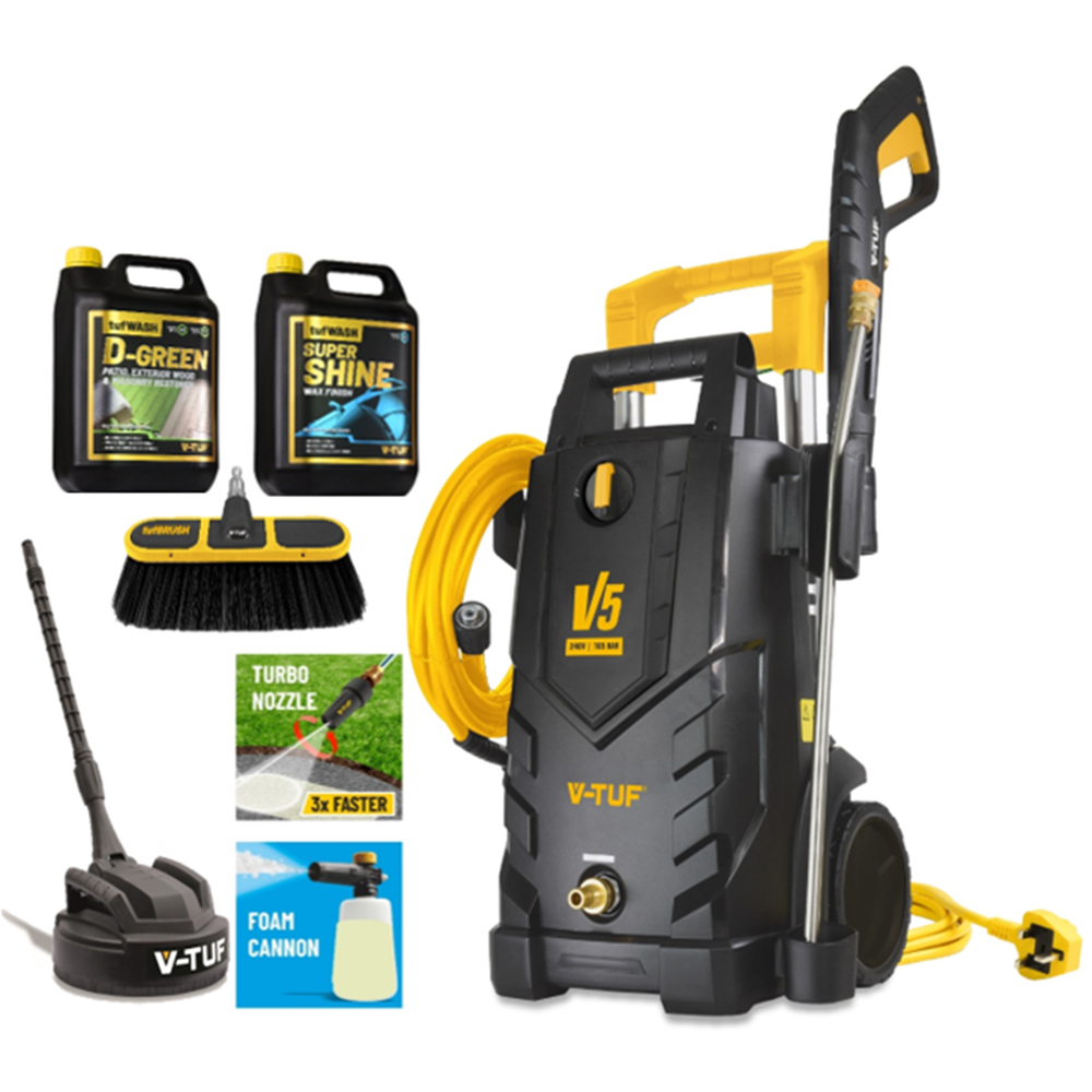 V-TUF V5 240 X2 Tough DIY Electric Pressure Jet Washer 165Bar with Cleaner Starter Kit Image