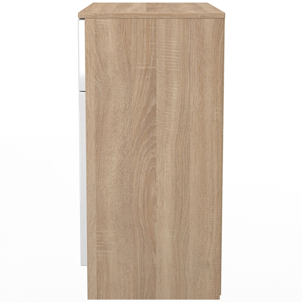 Crowndale Milan 2 Door Single Drawer White Gloss and Bardolino Oak Sideboard Ready Assembled Image 3