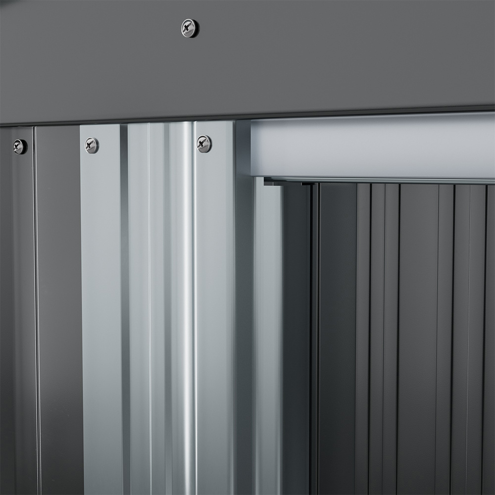 Living and Home 10 x 8ft Dark Grey Metal Storage Shed with Lean-to Roof Image 7