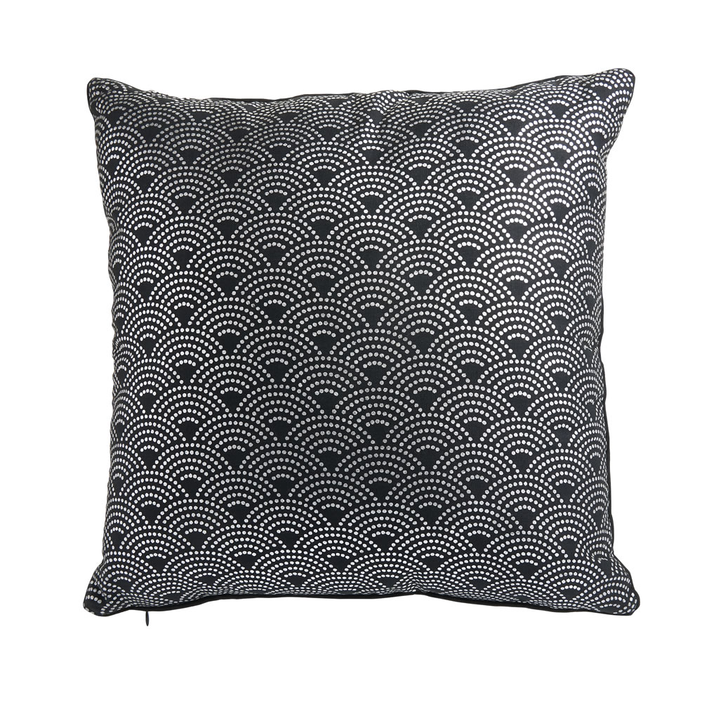 Wilko Black and Silver Pattern Cushion 43 x 43cm Wilko