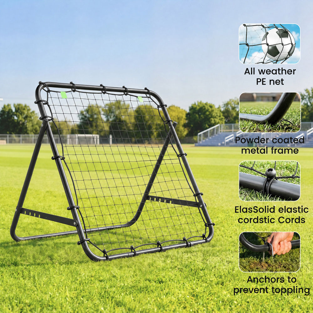 HOMCOM Adjustable Football Rebounder Net Training Aid Black Image 8