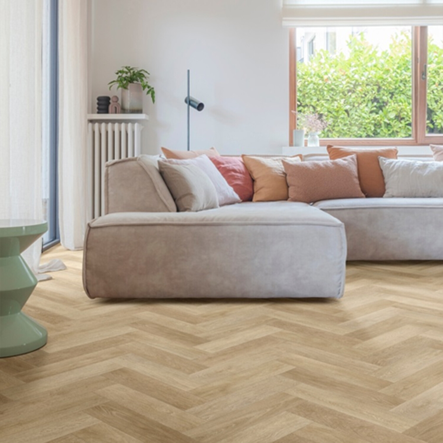 Natural Wood Herringbone Effect Floor Plank - Natural Image 2