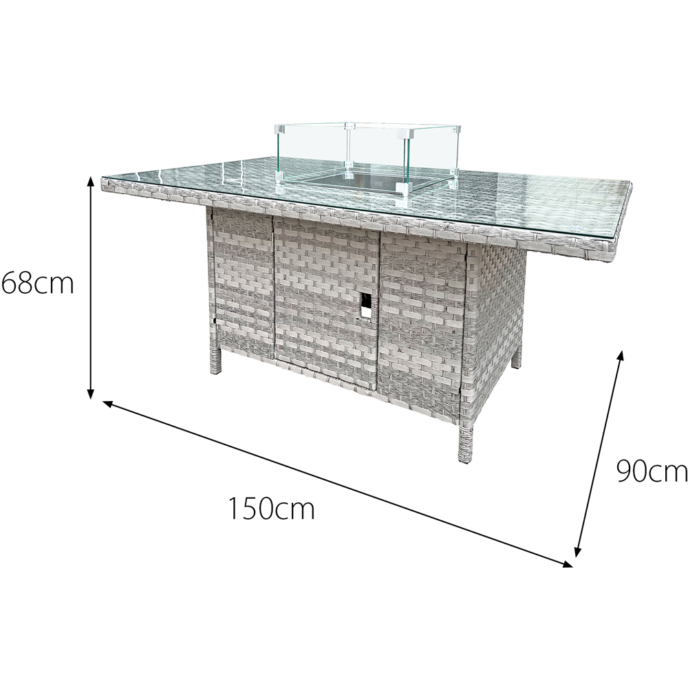 Oseasons Malta 9 Seater Extra Small Dove Grey Rattan Firepit Table Set Image 7
