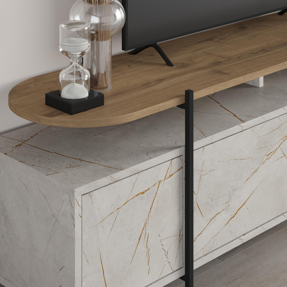 Decortie Hanley 4 Door Gold Marble Effect TV Stand Image 3