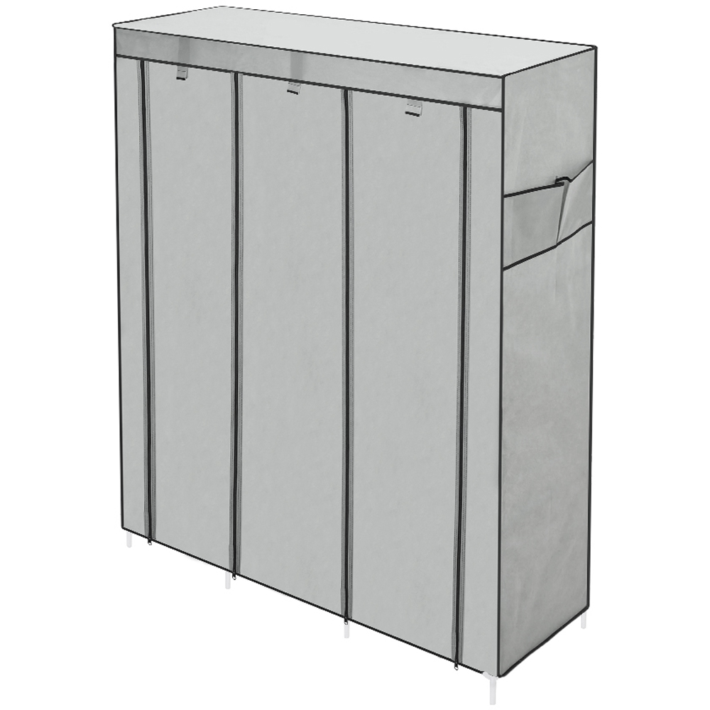Living and Home 8 Shelf Silver and Grey Portable Fabric Wardrobe Image 2