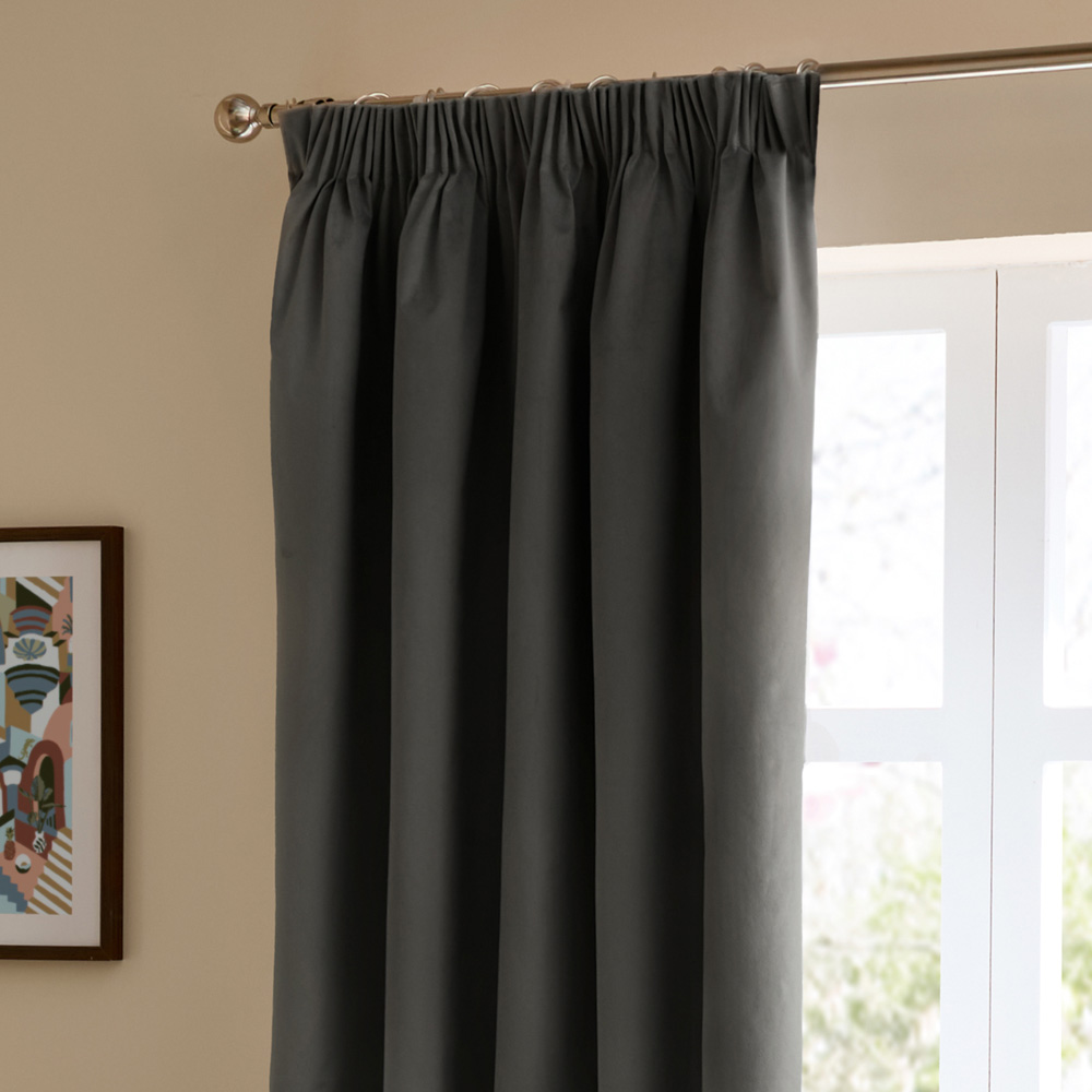 Furn The Ultimate Charcoal Velvet Blackout Pencil Pleat Curtains 229 x 183cm Image 4