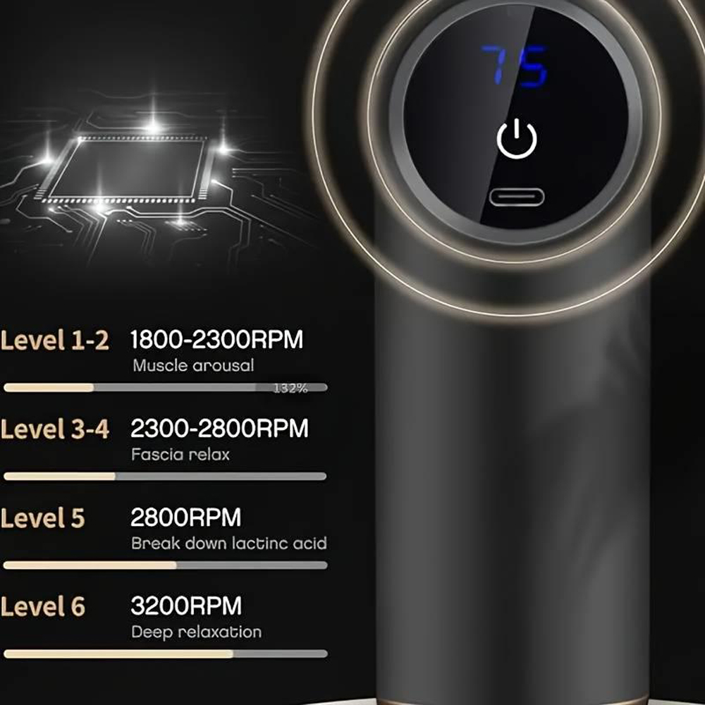DYZI Mini Deep Tissue Portable 6 Speeds Handheld Muscle Massage Gun Image 9